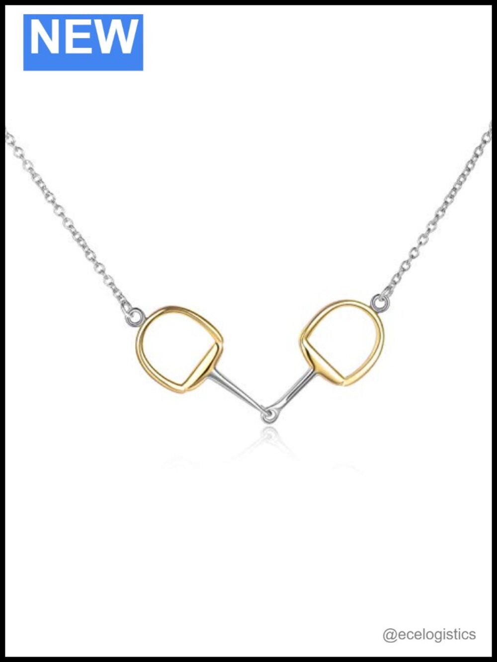 925 Sterling Silver Horse Snaffle Pendant Necklace 18in Cable Chain Gift